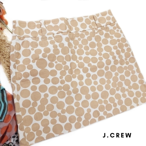 🔴 J. CREW Off White Tan Dotted Skirt Sz 2 - Picture 1 of 11